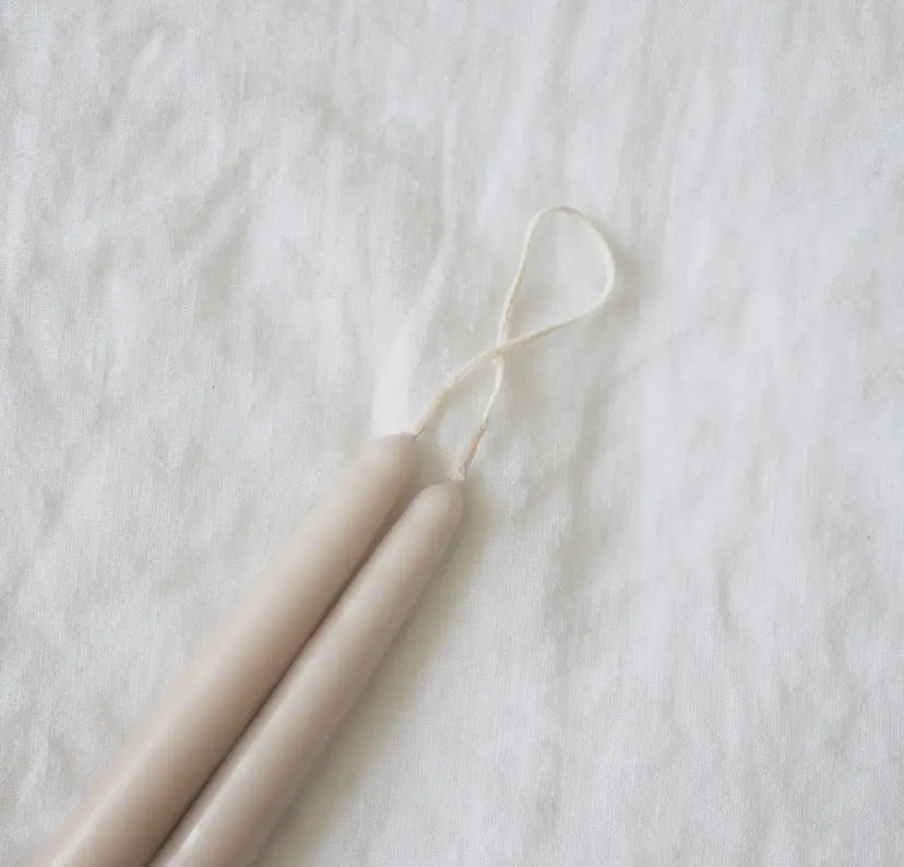 OATMEAL TAPER CANDLE SET OF 2