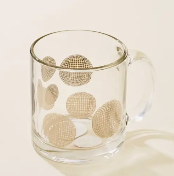 Disco Ball Silver Clear Glass Mug