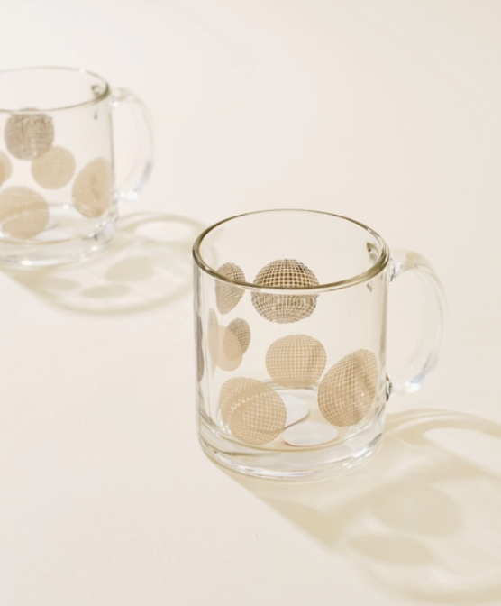 Disco Ball Silver Clear Glass Mug